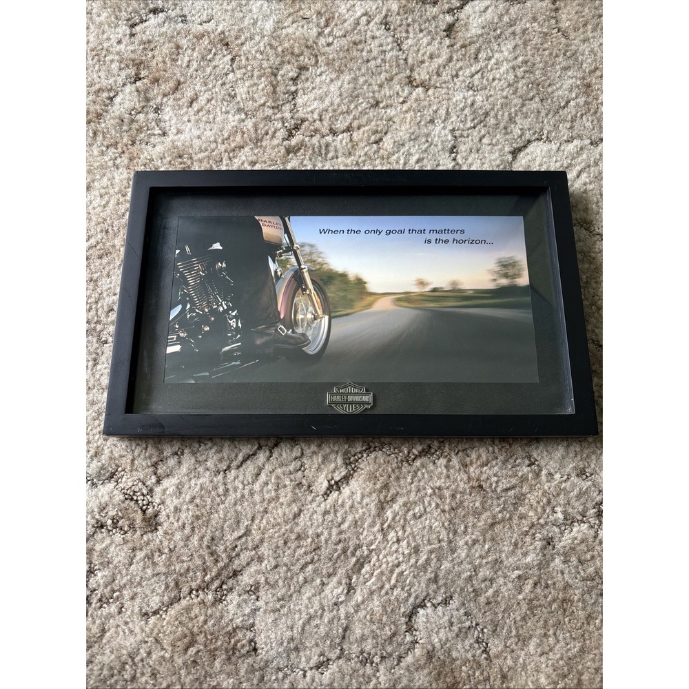 Harley-Davidson Hallmark 2004 Framed Wall Art Motorcycle Horizon Quote Decor